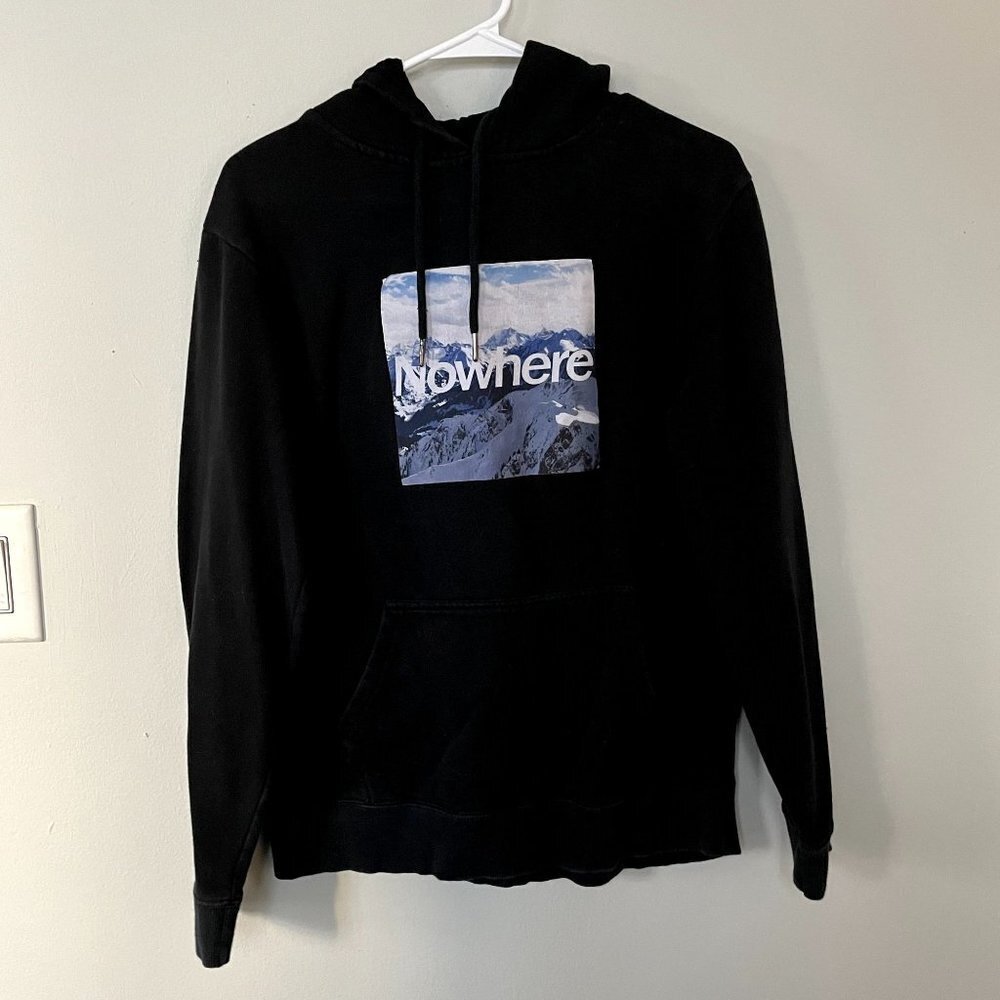 Nowhere Basic Black Hoodie Comfortable Casual Poc… - image 1